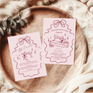 Quirky Bow Handwritten Wedding All In One Invitation