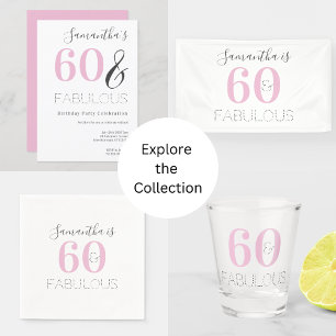 60th Birthday Modern Pink Party Invitation