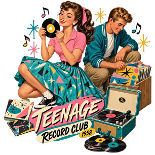 Teenage Record Club 1958 – Vintage 1950s Vinyl Sti Sticker