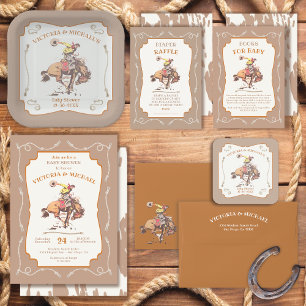 Western Cowboy Bucking Bronco Baby Shower Invitation
