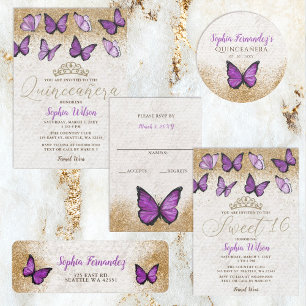 Elegant Rustic Vintage Purple Gold Envelope