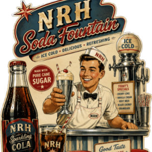 NRH Soda Fountain Vintage 1950s Diner Sticker