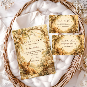 Whimsical Highland Cow Boho Baby Shower Invitation