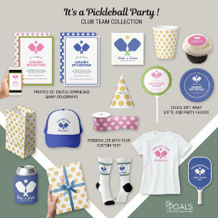 Pickleball Party Paddles Blue Green Custom Invitation
