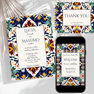Azulejo blue Mediterranean wedding printed Napkins