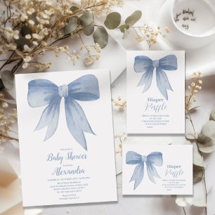 Cute Blue Bow Ribbon Baby Boy Shower  Napkins