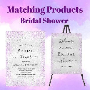 Bridal Shower silver violet welcome Foam Board
