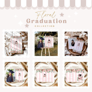 Chic Pink Floral Graduation Party RSVP Card