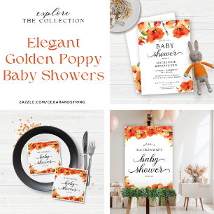Elegant Golden Poppy Baby Sprinkle Shower Invitation