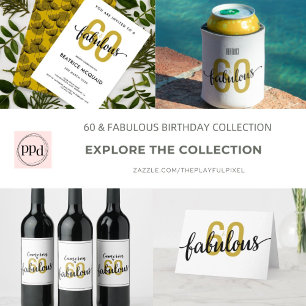60 and Fabulous 60th Birthday Gift Wine Label
