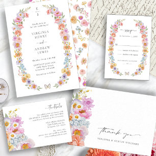 Boho Floral Wedding Thank You Card