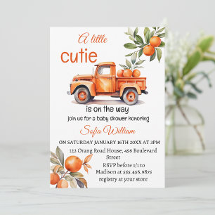 little cutie orange truck citrus baby shower  invitation