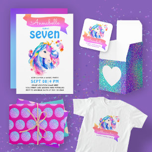Cute Girly Guest Of Honor Rainbow Unicorn Squad T-Shirt