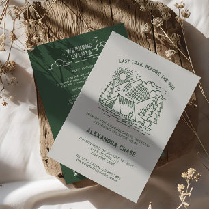 Rustic Green Camp Bachelorette Itinerary Weekend Invitation