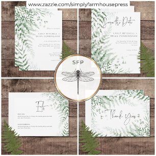 Elegant Delicate Greenery Ferns Wedding Invitation