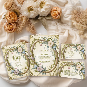 Art Nouveau Wildflower Wedding Invitation
