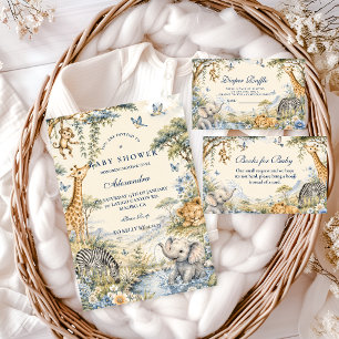 Botanical Blue Safari Boy Books for Baby Enclosure Card