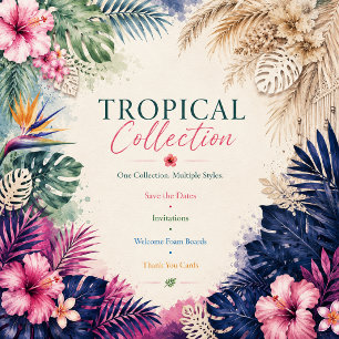 Pink Flamingo Vintage Floral Tropical Wedding Invitation
