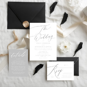 Ultimate Simple Light Gray White Modern Hand Type RSVP Card