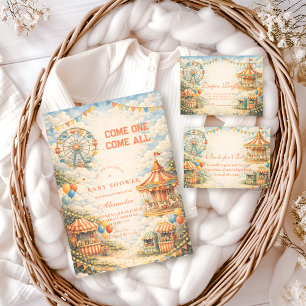 Vintage Circus Baby Shower Invitation