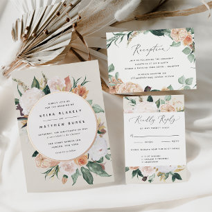 Boho Blooms Modern Floral Wedding Foil Invitation