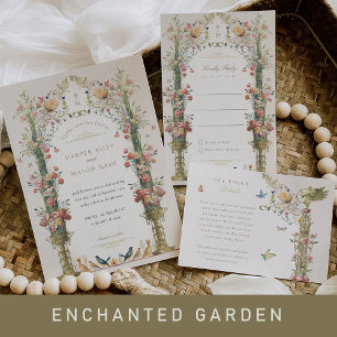 Garden Wedding Information Vintage Illustrations Enclosure Card