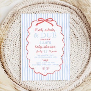 Bow Red White and Due Baby Shower Sign