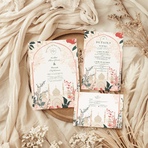 Traditional Elegant Floral Islamic Wedding Save The Date