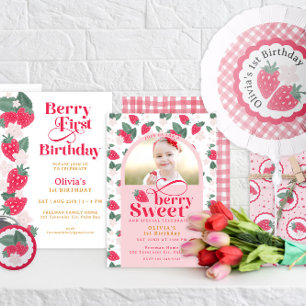 Berry 1st Birthday Strawberry Girl's 1st Birthday  Invitation