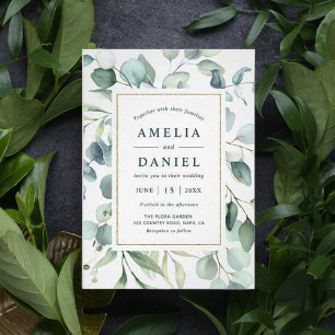 Ethereal Eucalyptus Gold Greenery Bridal Shower Invitation
