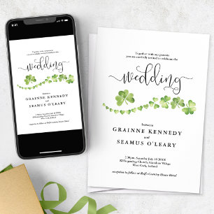 Irish Shamrock & Celtic Knot, RSVP, Eco Wedding Tri-Fold Invitation