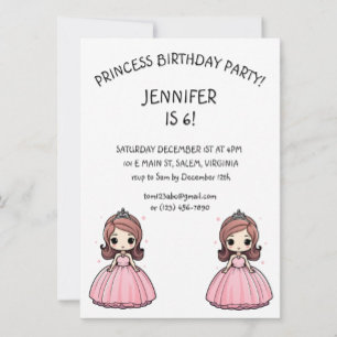 Princess Birthday Party Pink Gown Cute Cartoon Square Sticker