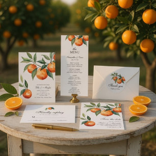 Watercolor Citrus Orange Mediterranean  Invitation