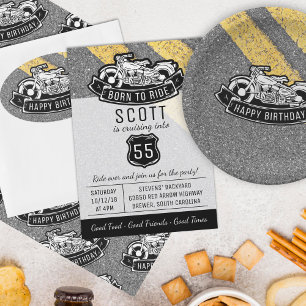 Motorcycle Biker Birthday Party Custom Invitation