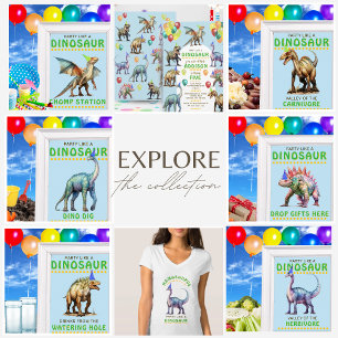Party Like A Dinosaur Colorful Welcome Sign