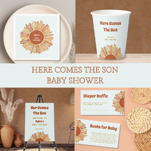 Here Comes The Son Boho Retro Boy Baby Shower Foam Board