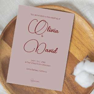 Classic Dusty Rose Wedding Invitation