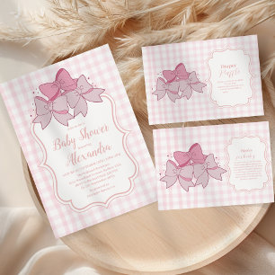 Pink Watercolor Bow Girl Baby Shower  Napkins