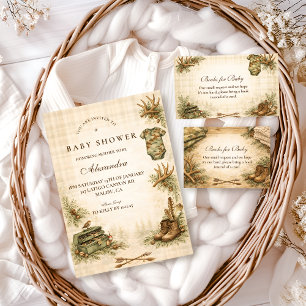 Little Hunter Woodland Keepsake Baby Shower Invitation