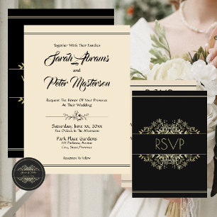 Elegant Black and Gold Wedding Guest Book
