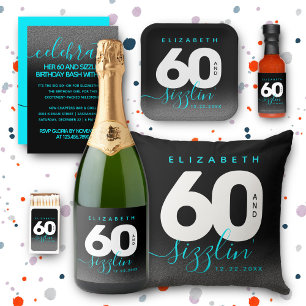Modern Girly Ice Blue 60 and Sizzlin' Invitation