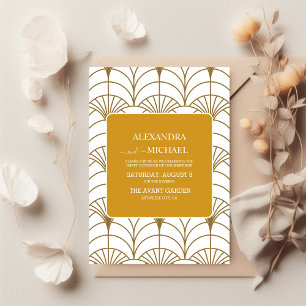 Geometric Art Deco Gold White Gatsby Wedding Envelope