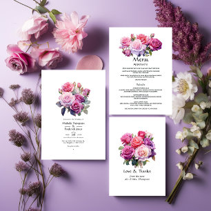 Pink and Purple Floral Wedding Invitation
