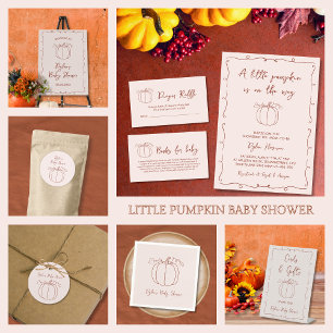 Pumpkin Fall Autumn Hand Drawn Doodle Baby Shower Napkins
