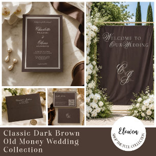 Classic Dark Brown Old Money Wedding Envelope