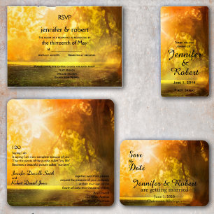 Oak Tree at Sunset Wedding Invitation