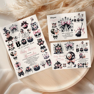 Gothic Pink Halloween Baby Shower Raffle Diapper Enclosure Card