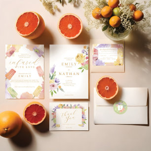 Open Bar Watercolor Citrus Cocktails Wedding Drink Poster