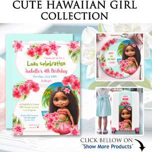 Floral Pink Tropical Aloha Luau Birthday Invitation