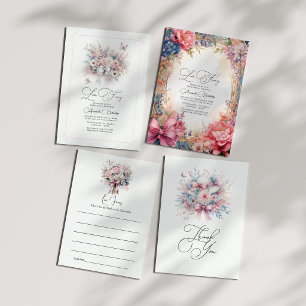 Elegant Love Fancy Floral Bridal Shower QR Code Invitation